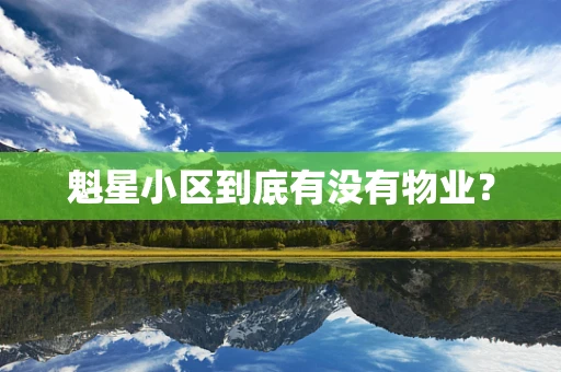 魁星小区到底有没有物业？