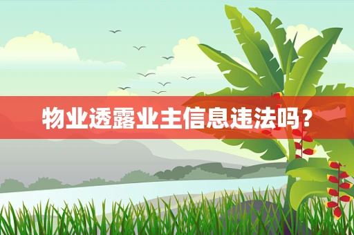 物业透露业主信息违法吗？