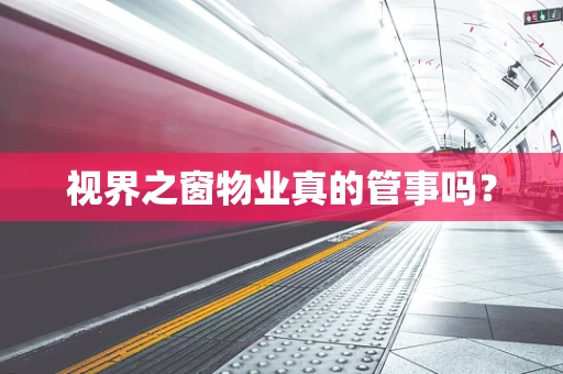 视界之窗物业真的管事吗？